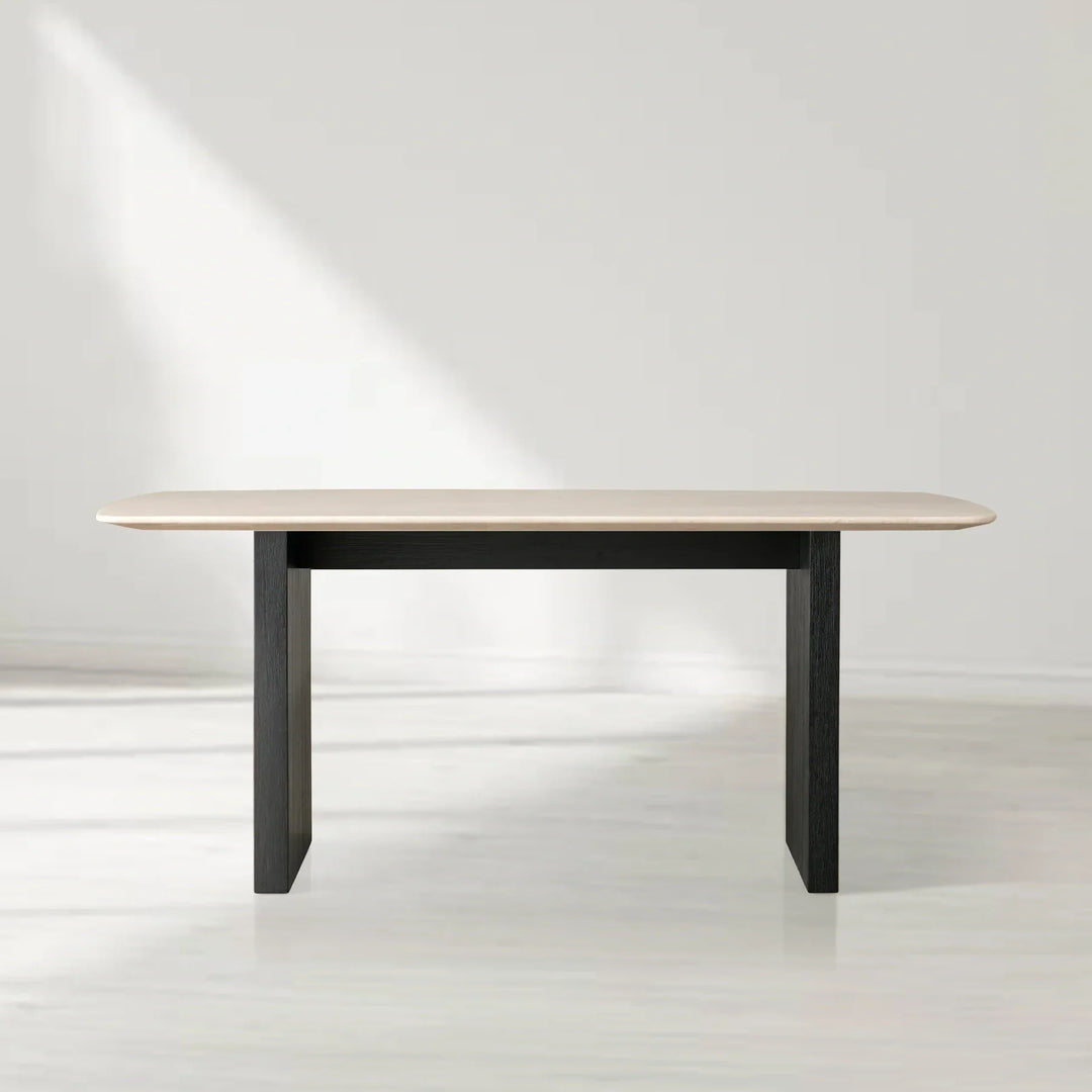 Sailor Germain Rectangular Marble Top Dining Table with Clement Wood Base