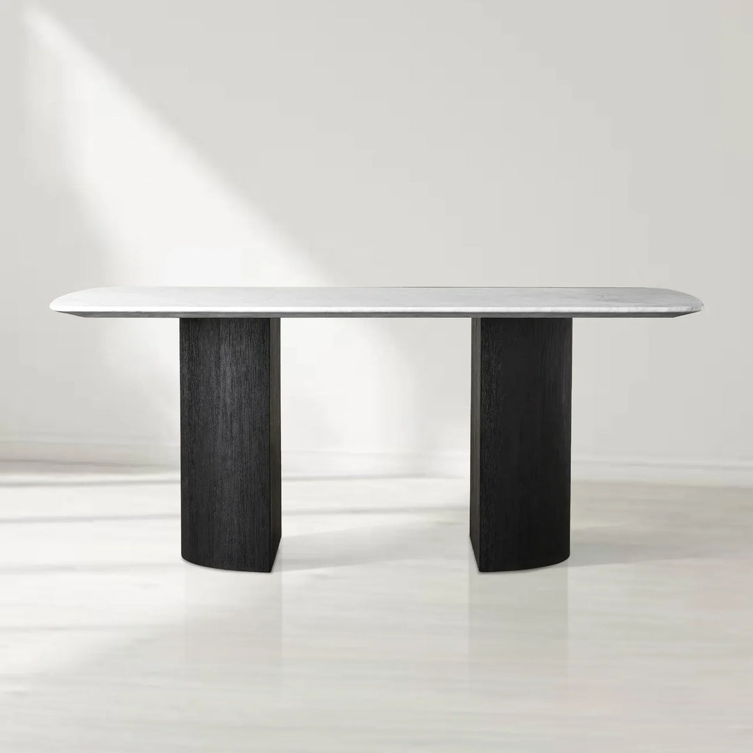 Sailor Germain Rectangular Marble Top Dining Table with Dauphine Base