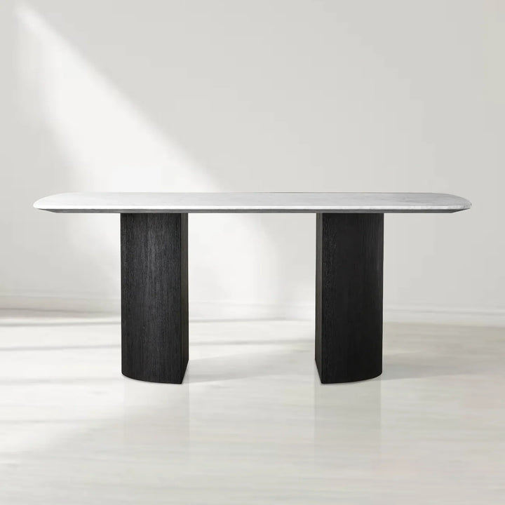Sailor Germain Rectangular Marble Top Dining Table with Dauphine Base