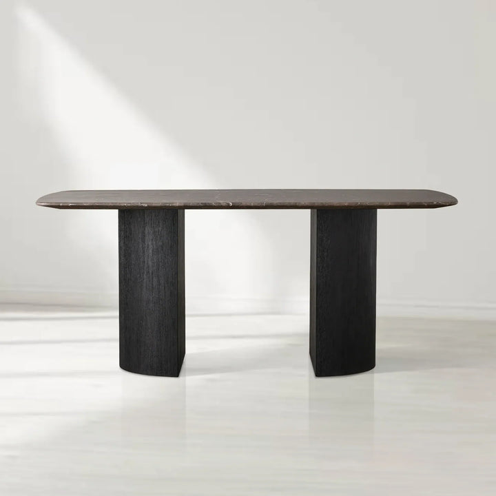 Sailor Germain Rectangular Marble Top Dining Table with Dauphine Base