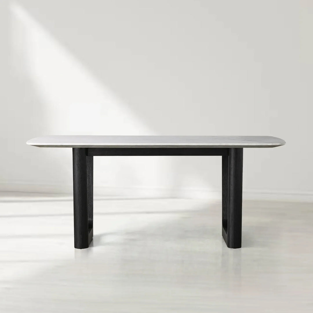 Sailor Germain Rectangular Marble Top Dining Table with Rennes Base