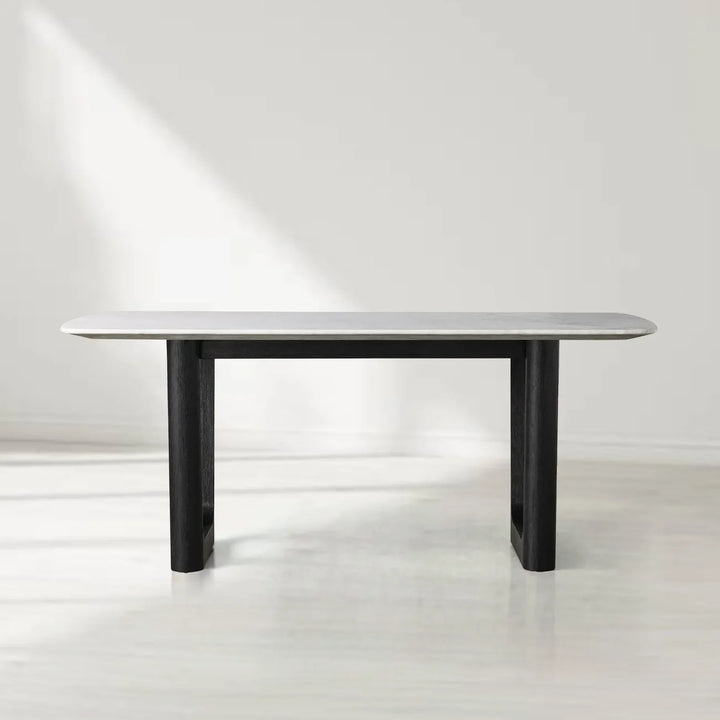 Sailor Germain Rectangular Marble Top Dining Table with Rennes Base