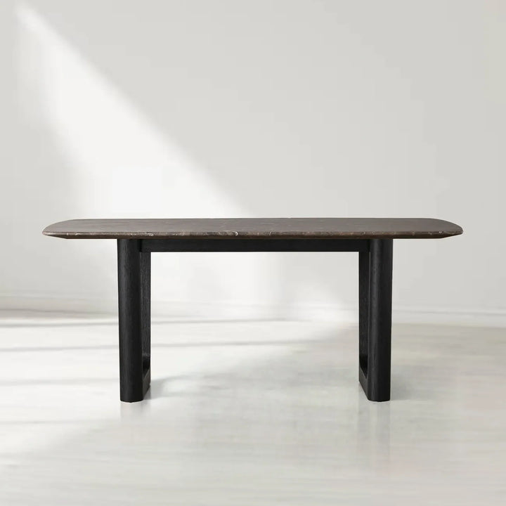 Sailor Germain Rectangular Marble Top Dining Table with Rennes Base