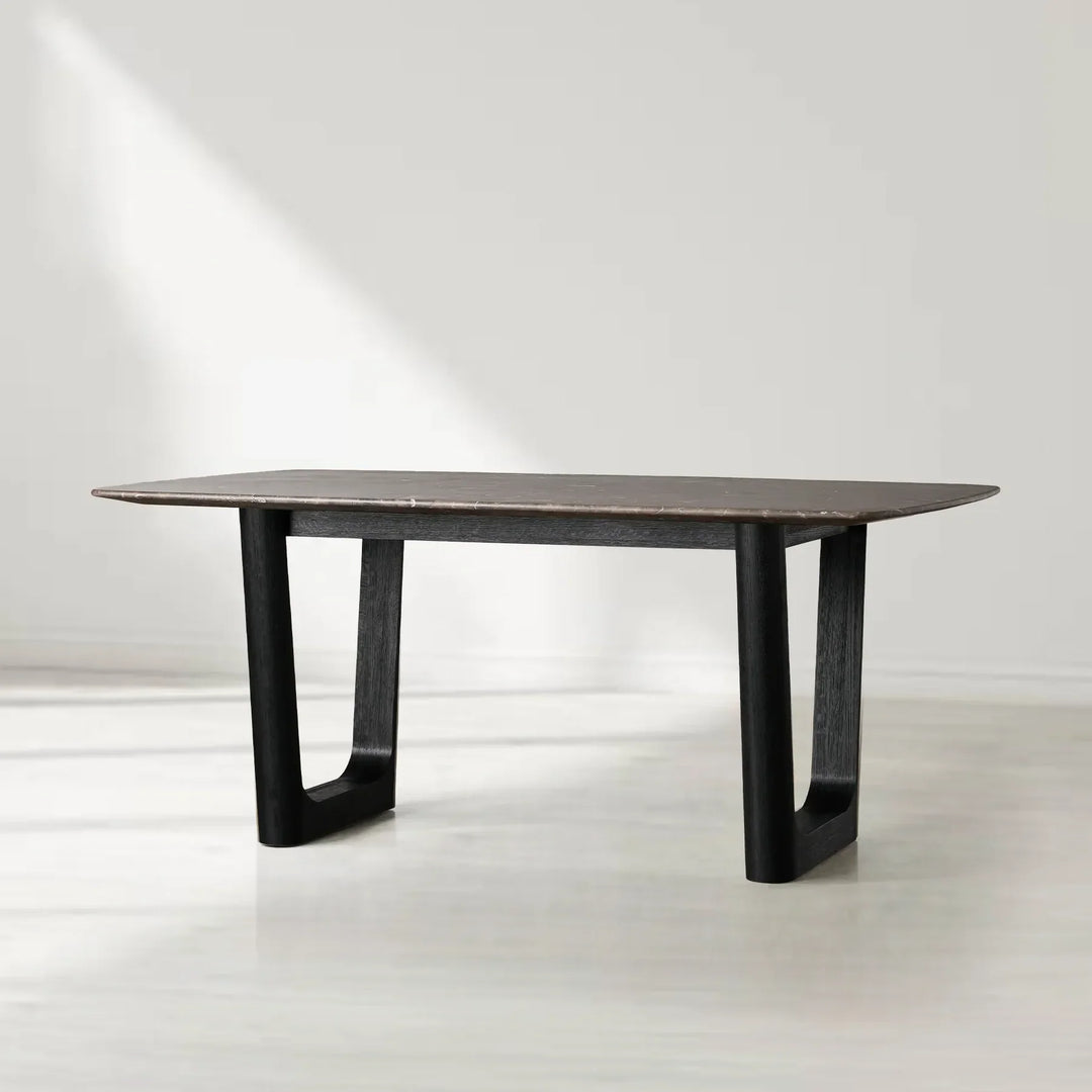 Sailor Germain Rectangular Marble Top Dining Table with Rennes Base