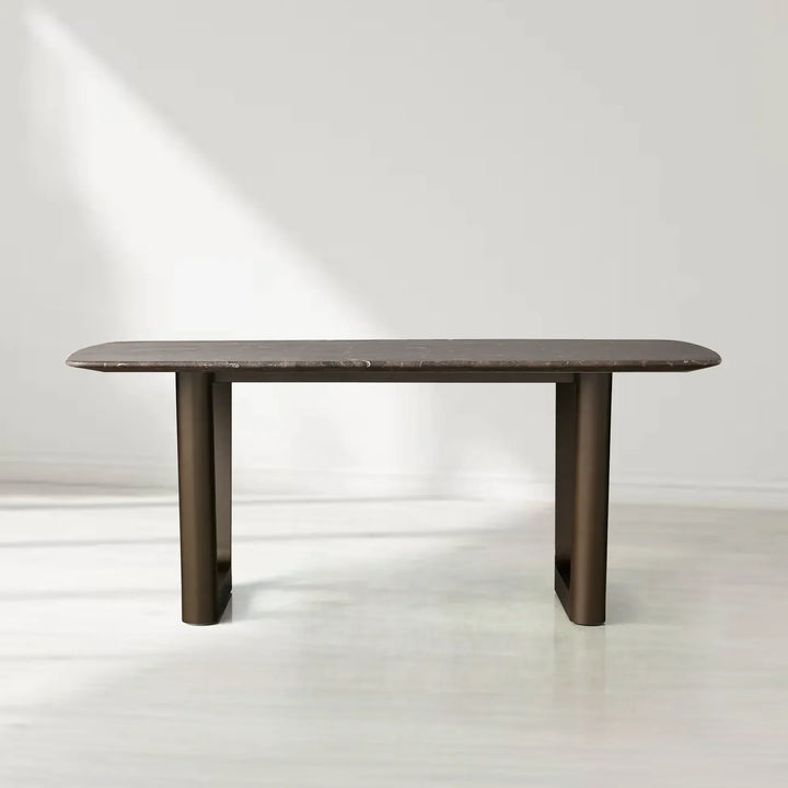 Sailor Germain Rectangular Marble Top Dining Table with Rennes Base
