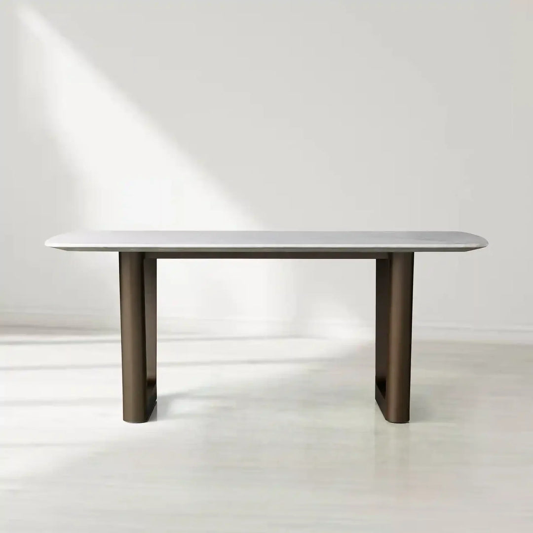 Sailor Germain Rectangular Marble Top Dining Table with Rennes Base