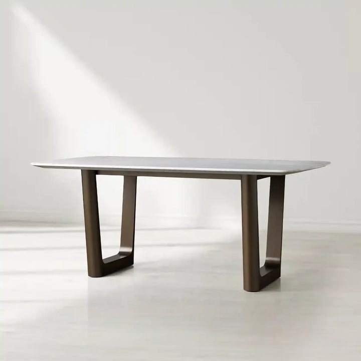 Sailor Germain Rectangular Marble Top Dining Table with Rennes Base