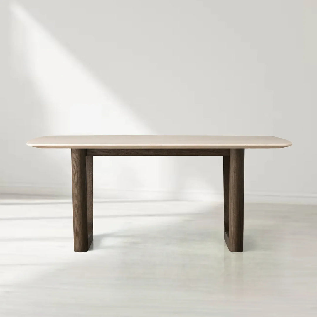 Sailor Germain Rectangular Marble Top Dining Table with Rennes Base