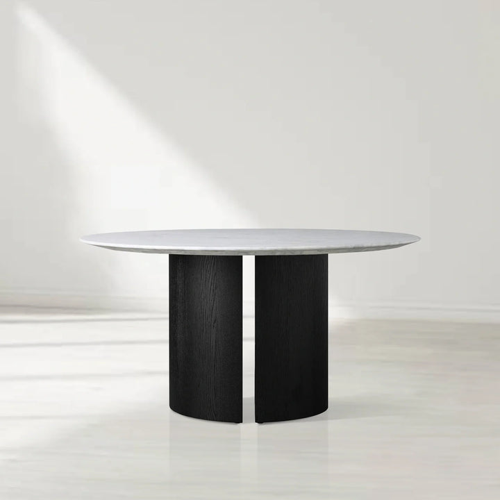 Sailor Germain Round Marble Top Dining Table with Dauphine Base