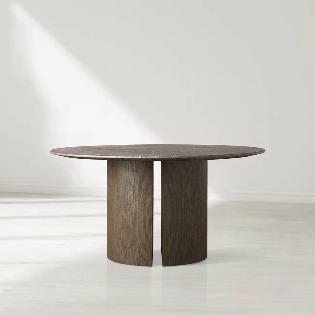Sailor Germain Round Marble Top Dining Table with Dauphine Base