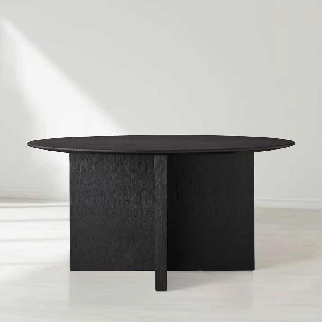 Sailor Germain Round Oak Wood Dining Table with Clement Base