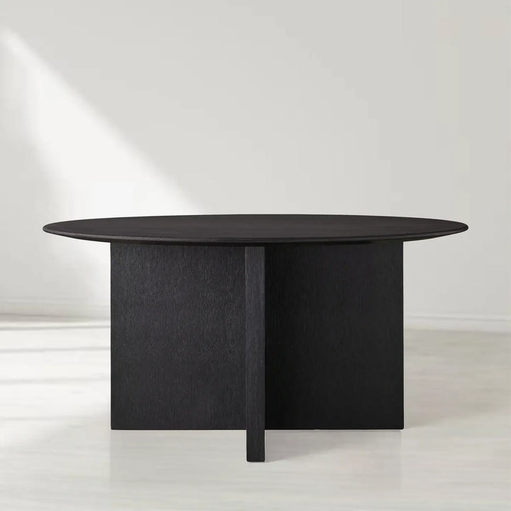 Sailor Germain Round Oak Wood Dining Table with Clement Base