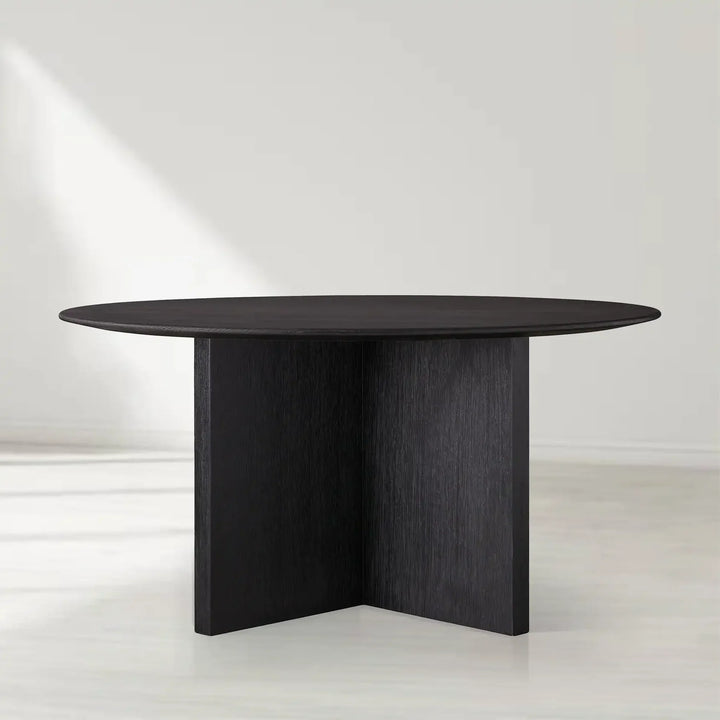 Sailor Germain Round Oak Wood Dining Table with Clement Base