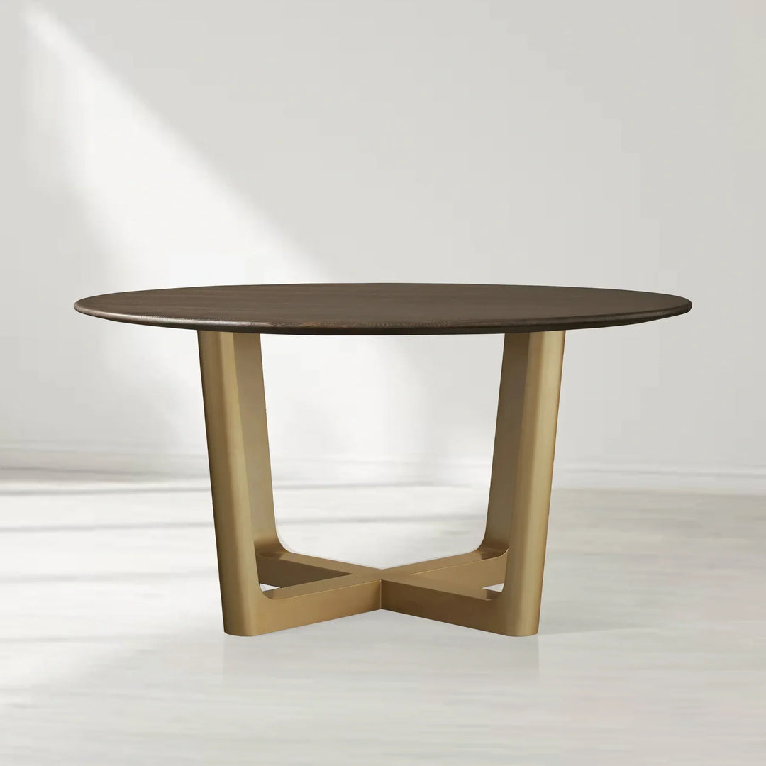 Sailor Germain Round Oak Wood Dining Table with Rennes Base