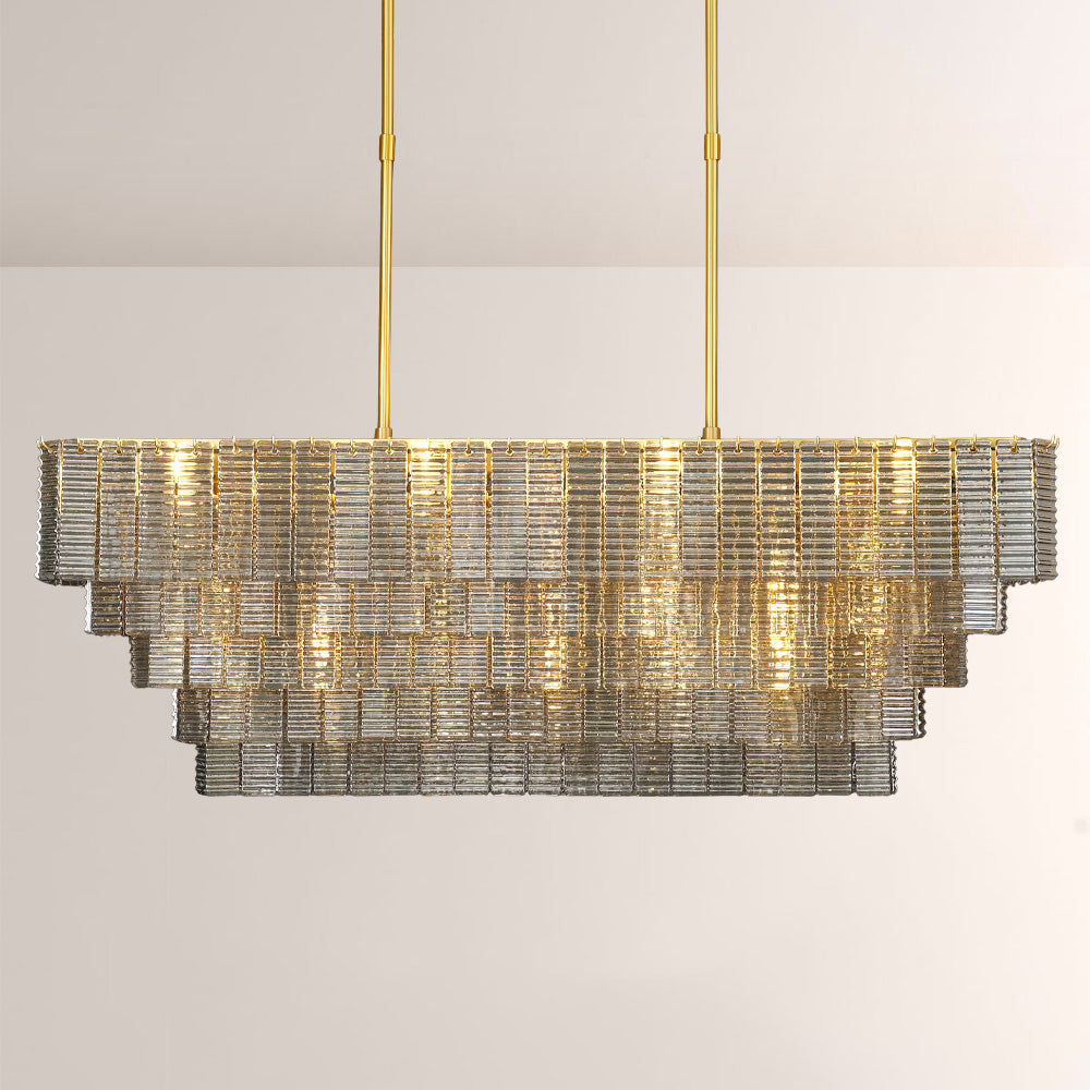 Shakiesha Glass Rectangle Chandelier 59"W