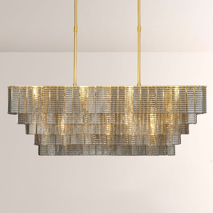 Shakiesha Glass Rectangle Chandelier 59"W