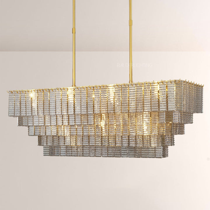 Shakiesha Glass Rectangle Chandelier 59"W
