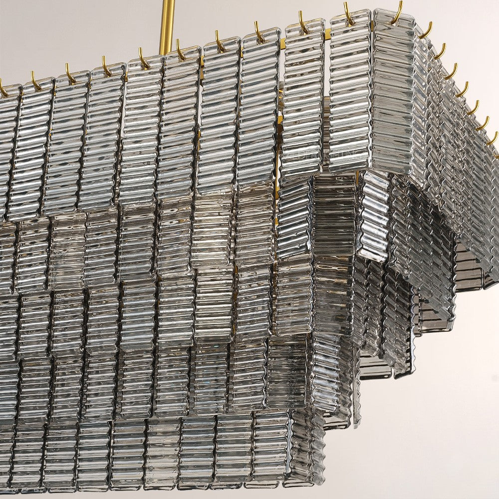 Shakiesha Glass Rectangle Chandelier 59"W