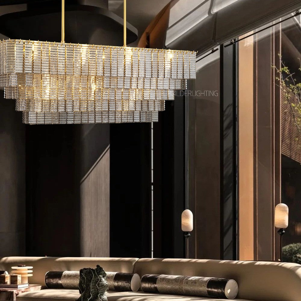 Shakiesha Glass Rectangle Chandelier 59"W