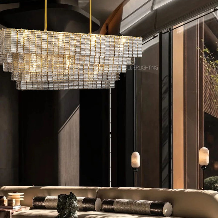 Shakiesha Glass Rectangle Chandelier 59"W