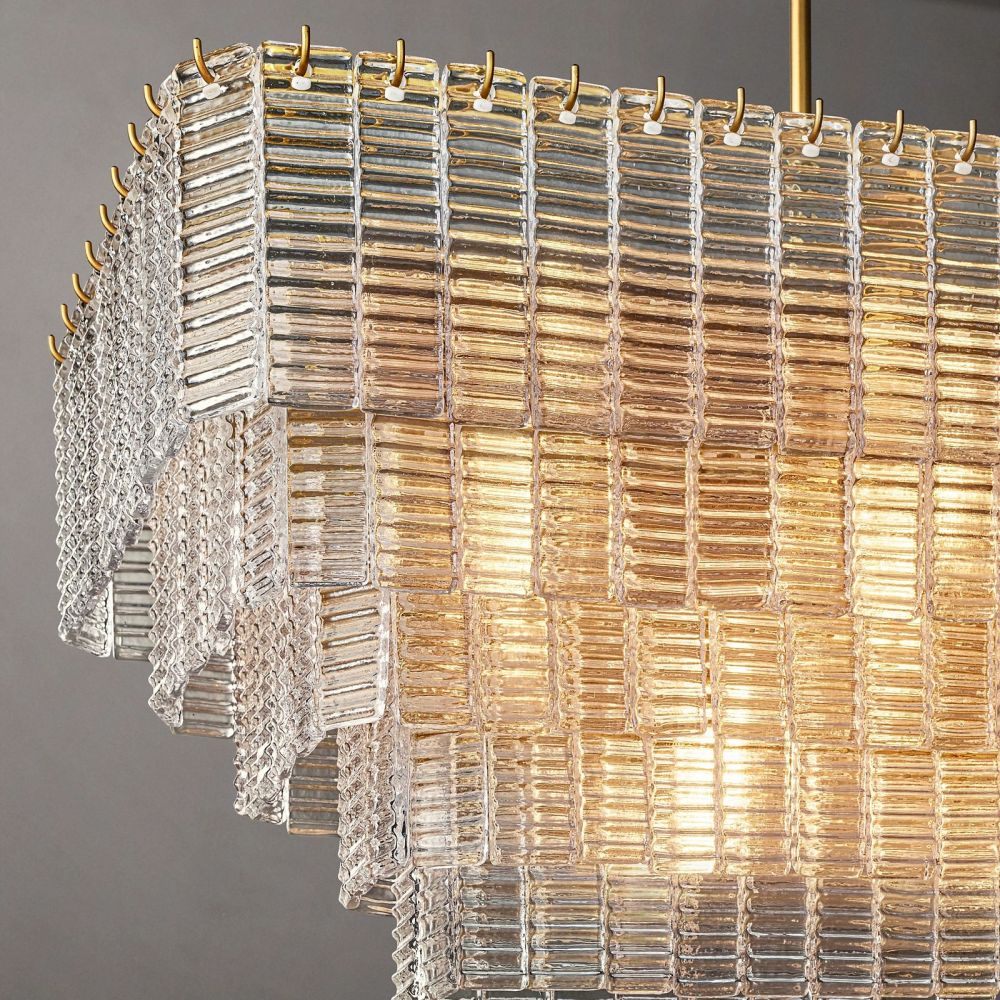 Shakiesha Glass Rectangle Chandelier 59"W