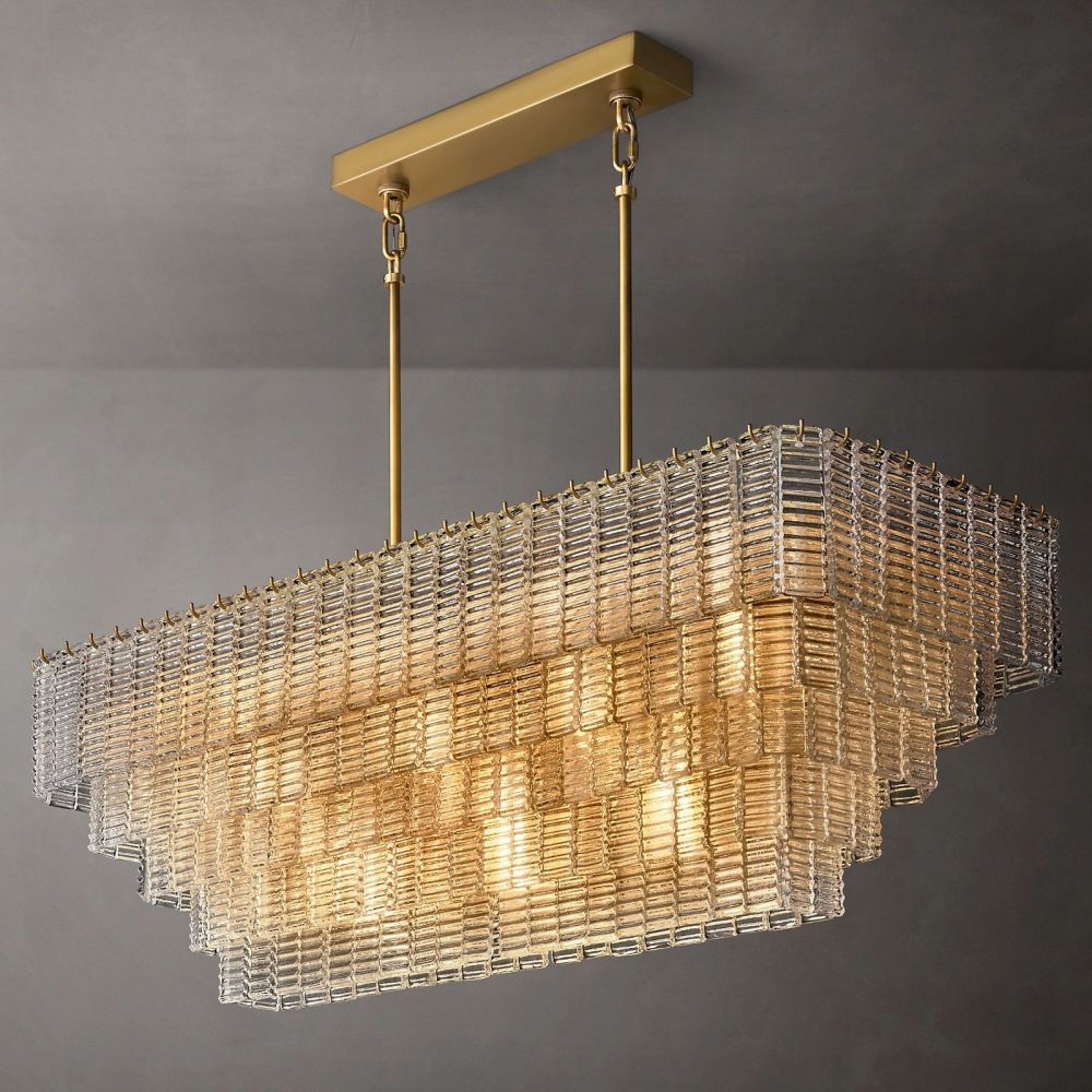 Shakiesha Glass Rectangle Chandelier 59"W