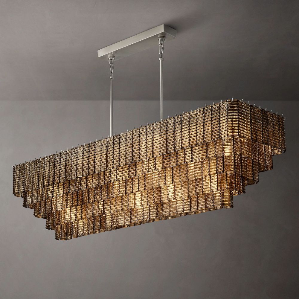 Shakiesha Glass Rectangle Chandelier 77"W