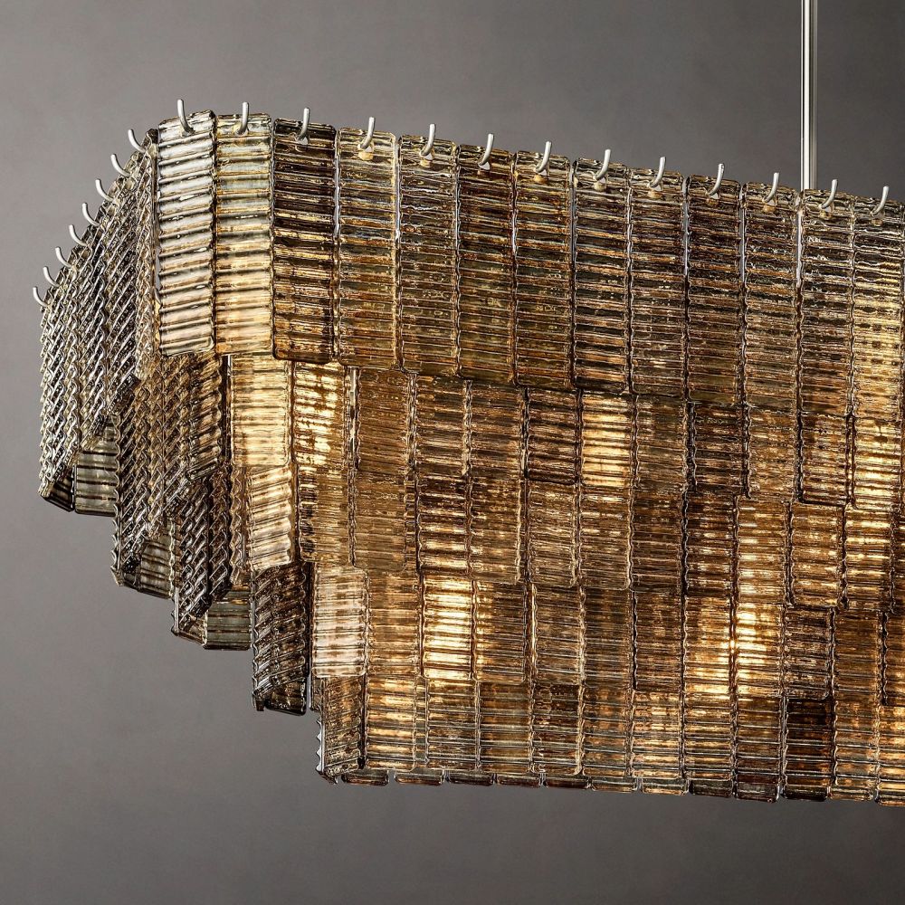 Shakiesha Glass Rectangle Chandelier 77"W