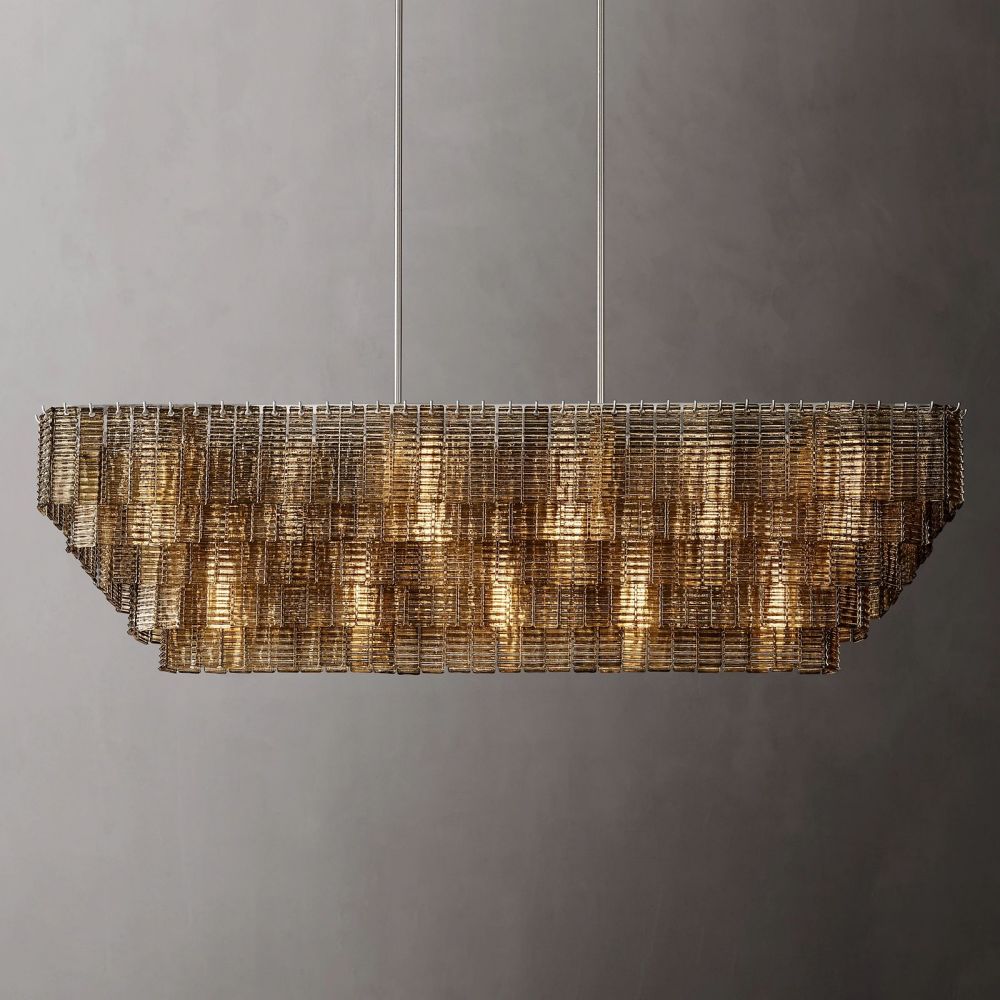 Shakiesha Glass Rectangle Chandelier 77"W