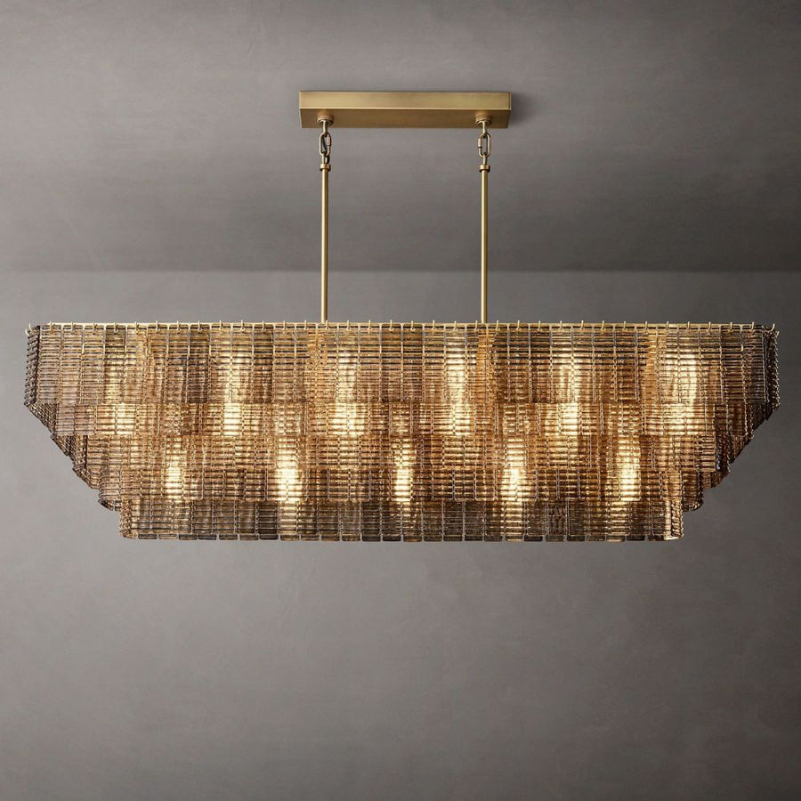Shakiesha Glass Rectangle Chandelier 77"W