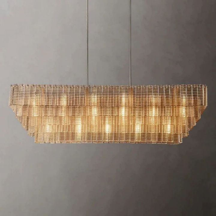 Shakiesha Glass Rectangle Chandelier 77"W