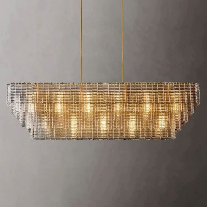 Shakiesha Glass Rectangle Chandelier 77"W