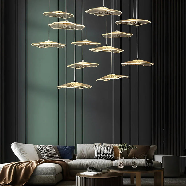 Small Acrylic Lotus Leaves LED Creative Modern Staircase Chandelier