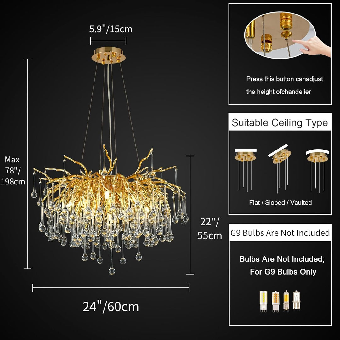 Small Rain Tree Branch Chandelier 23" 47"