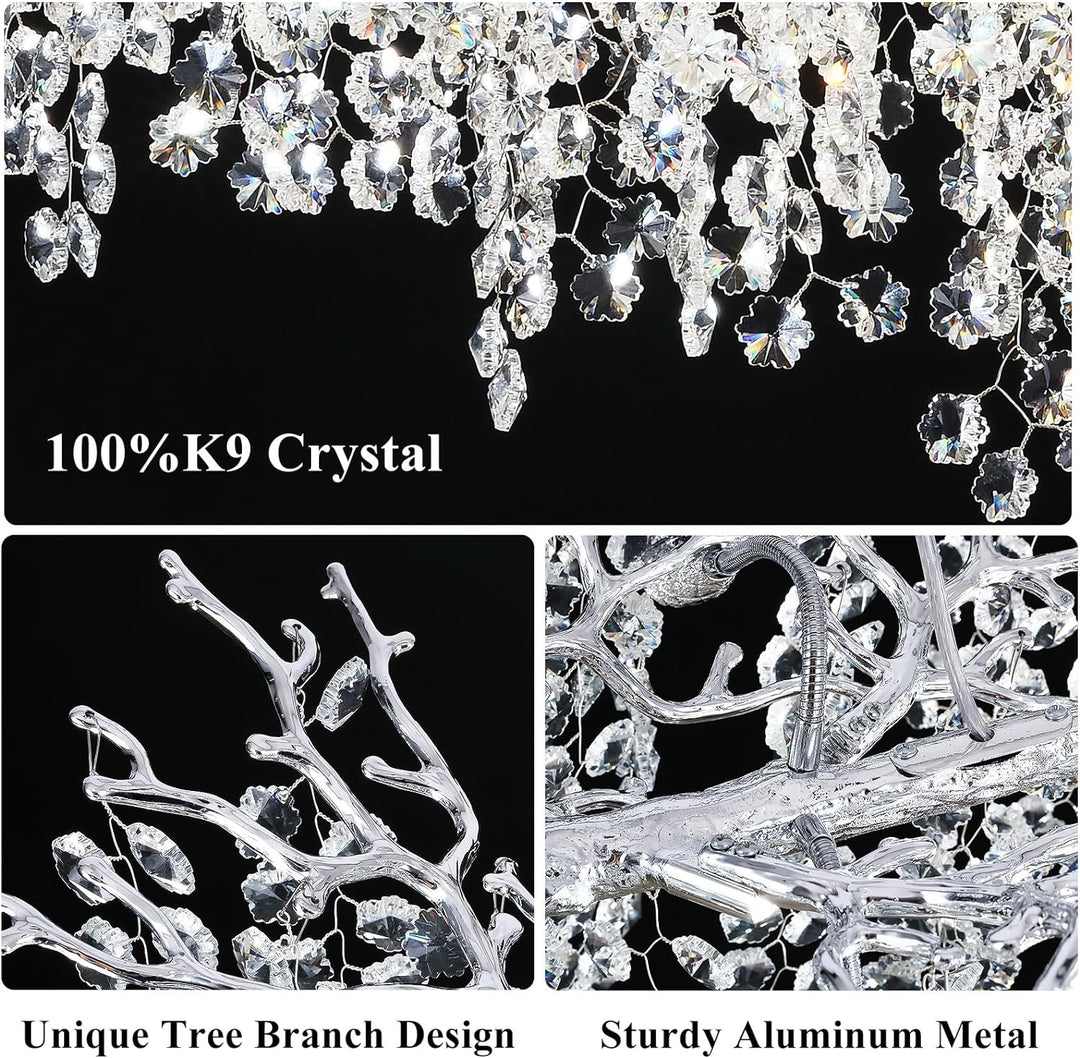 Snow Tree Branch Crystal Chandelier for All Rooms 30" 40" 55"