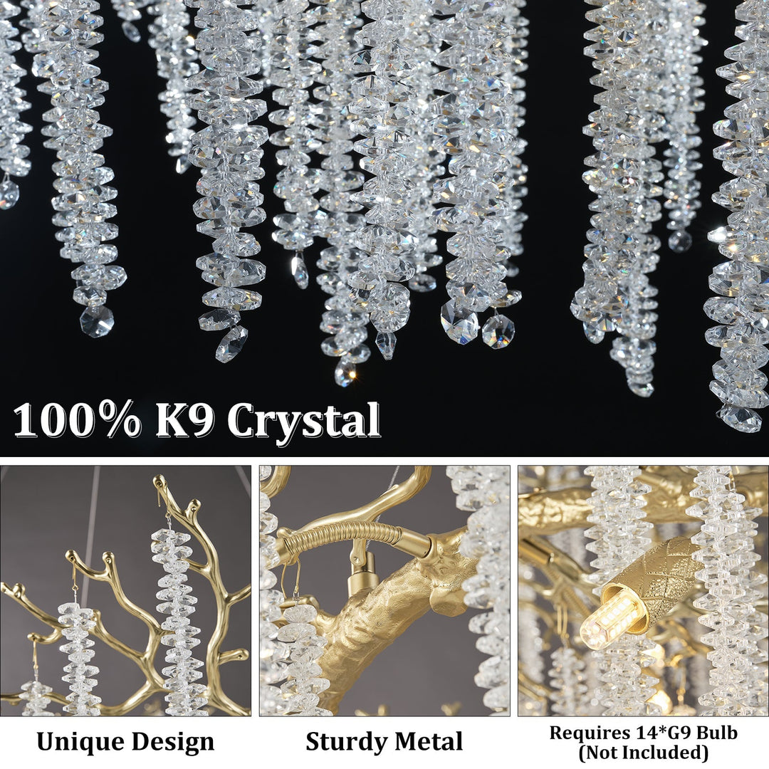 Snow Tree Branch Gold/Silver Chandelier 47''
