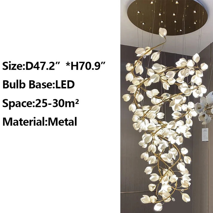 Spiral Pure White Magnolia Chandelier