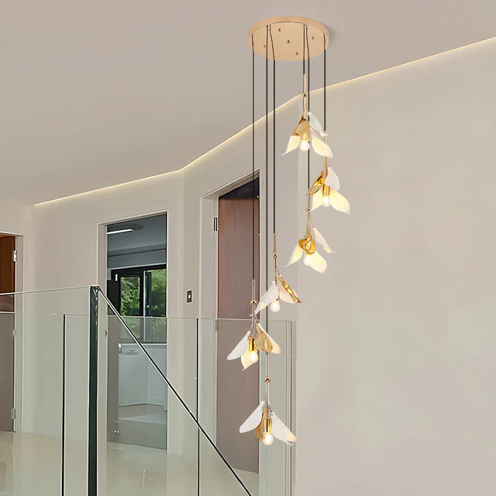 Staircase Chandelier Ideas Art Ceramic Flower Ceiling Light