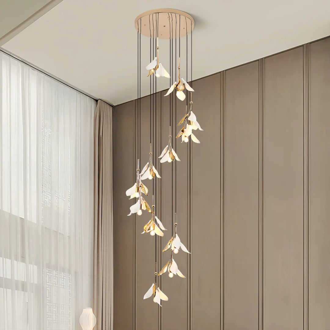 Staircase Chandelier Ideas Art Ceramic Flower Ceiling Light
