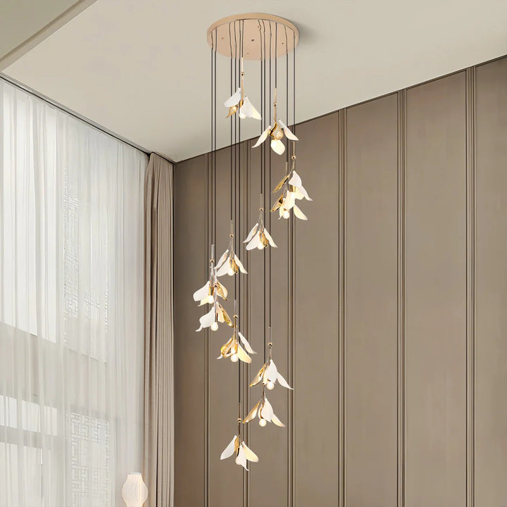 Staircase Chandelier Ideas Art Ceramic Flower Ceiling Light