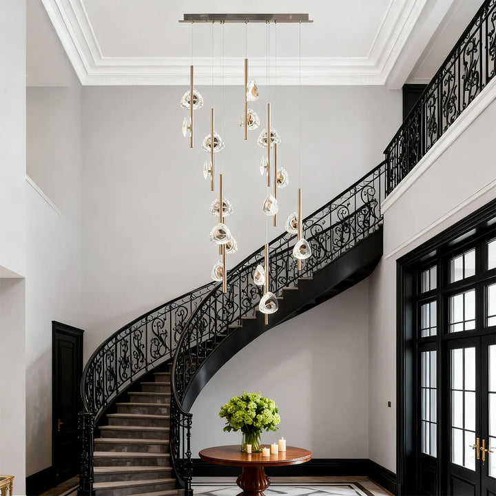 Staircase Crystal Chandelier Modern Aluminum Ceiling Light