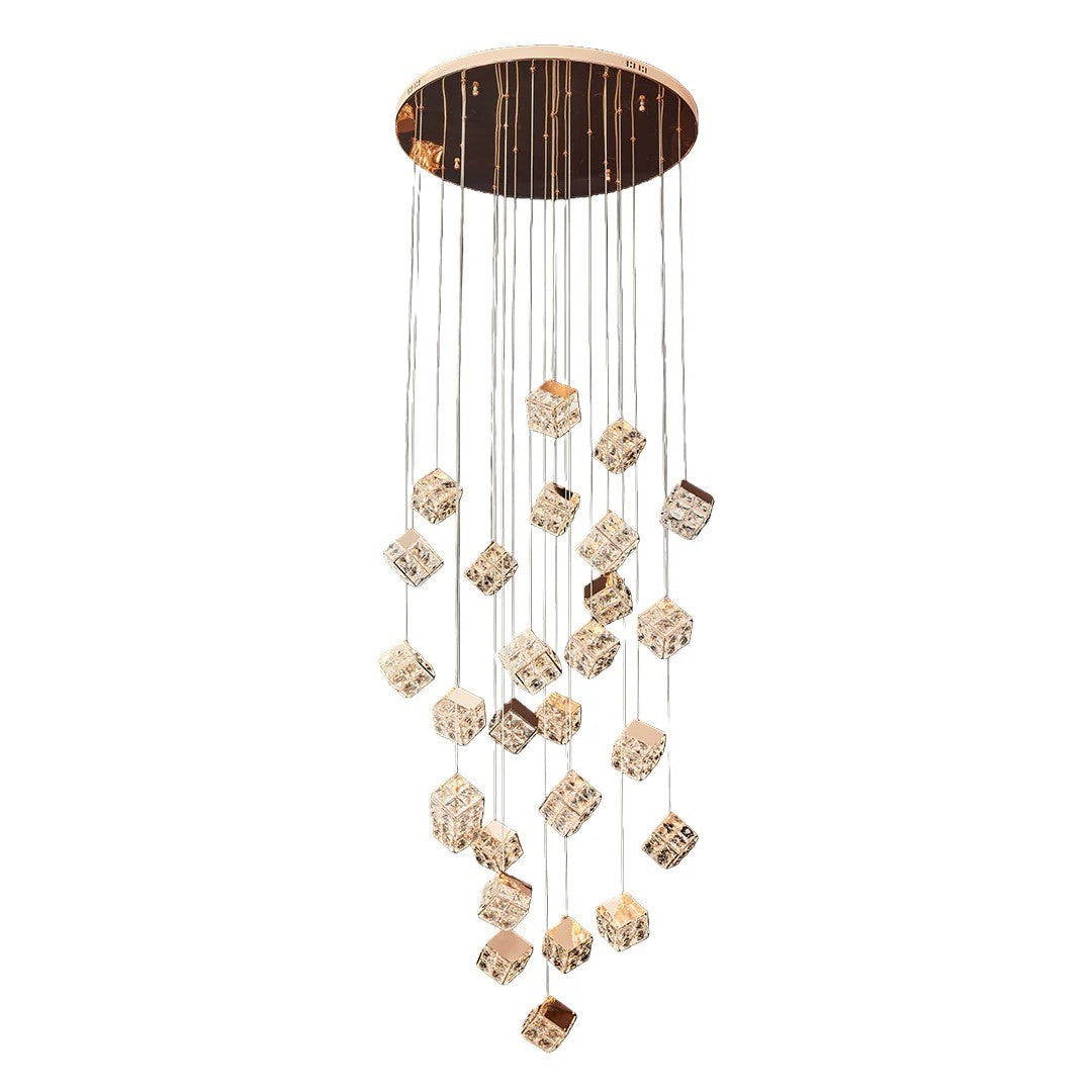 Stairs Chandelier Magic Cube Crystal Ceiling Light