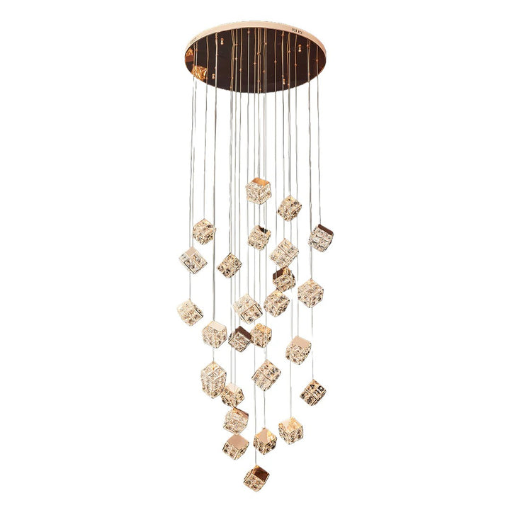 Stairs Chandelier Magic Cube Crystal Ceiling Light