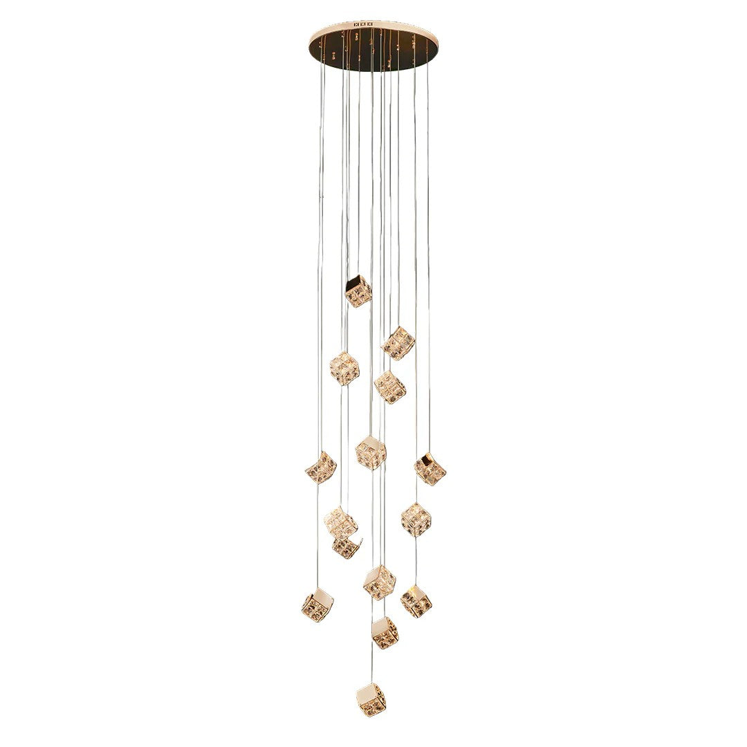 Stairs Chandelier Magic Cube Crystal Ceiling Light
