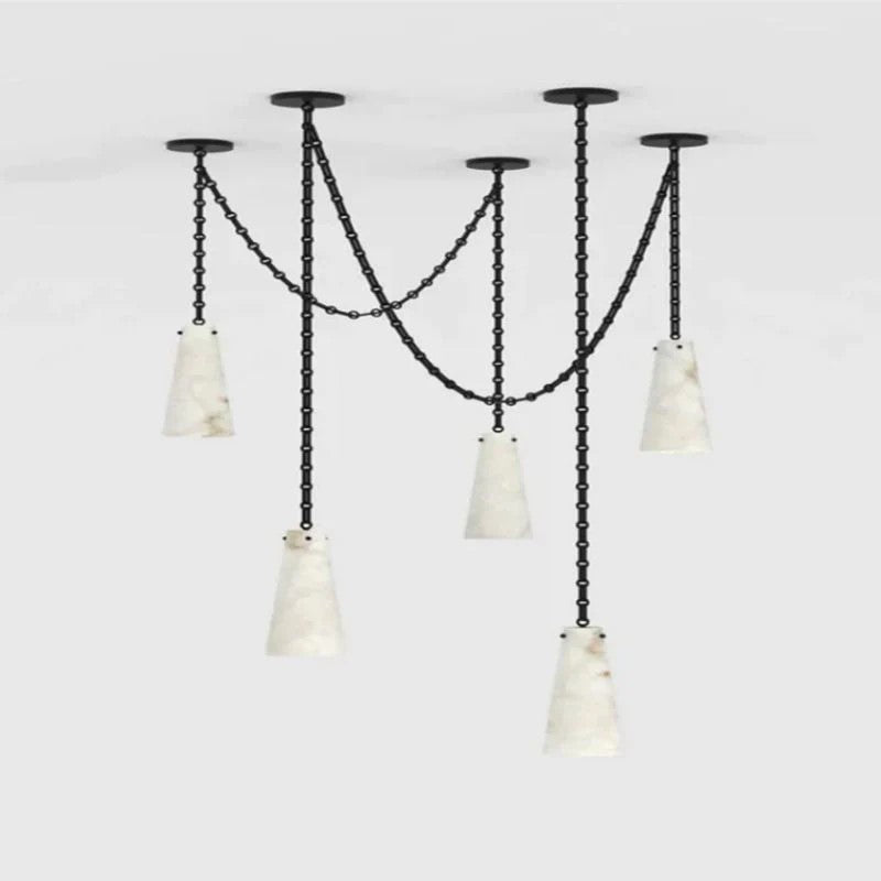 Alabaster Contemporary Vintage 5-Light Pendant
