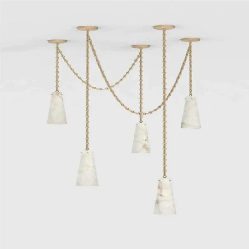 Alabaster Contemporary Vintage 5-Light Pendant