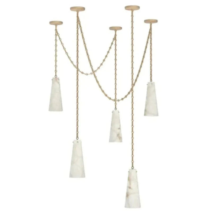 Alabaster Contemporary Vintage 5-Light Pendant