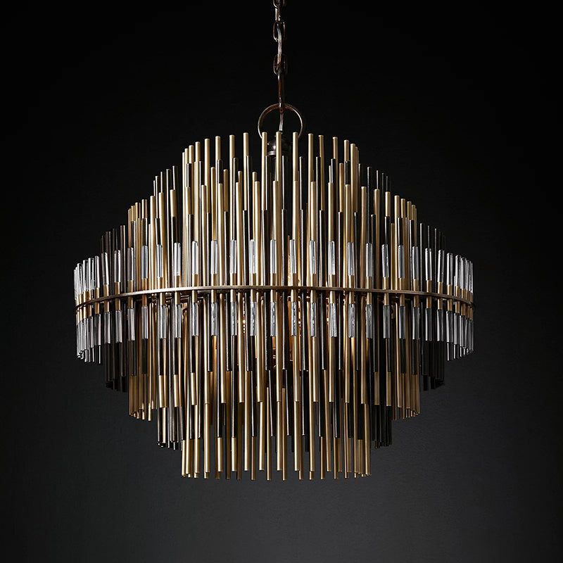 Sturdy Metal Tubes Round Chandelier 24" D