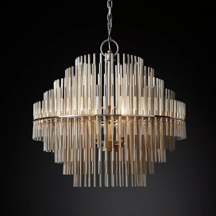 Sturdy Metal Tubes Round Chandelier 24" D