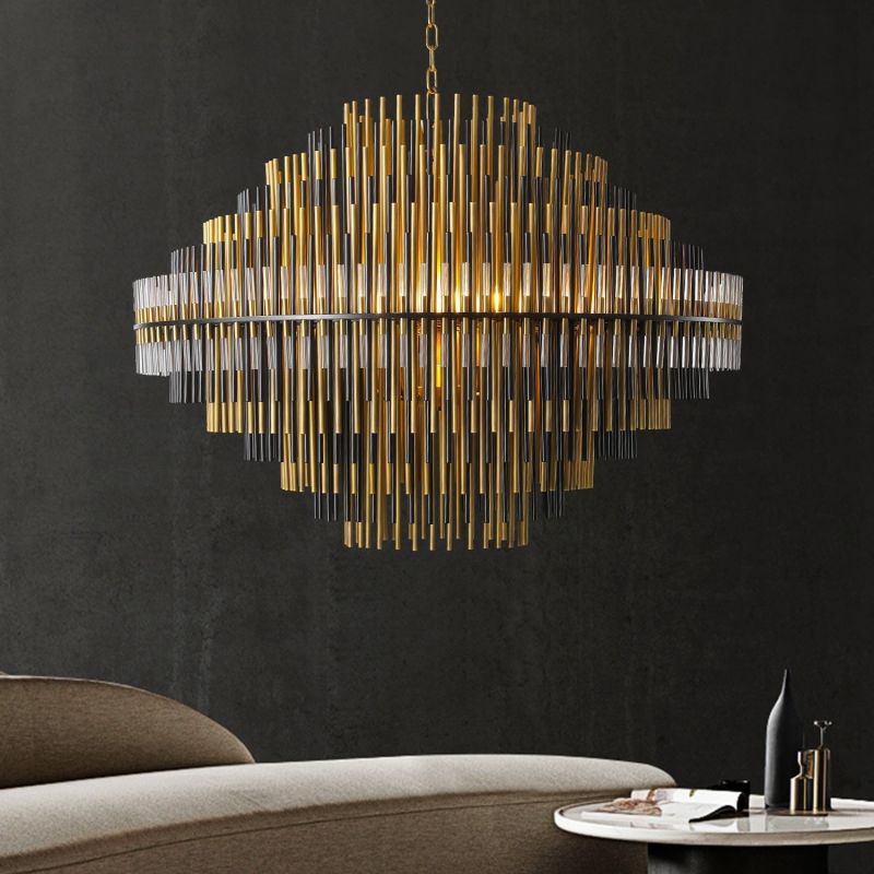 Sturdy Metal Tubes Round Chandelier 32" D